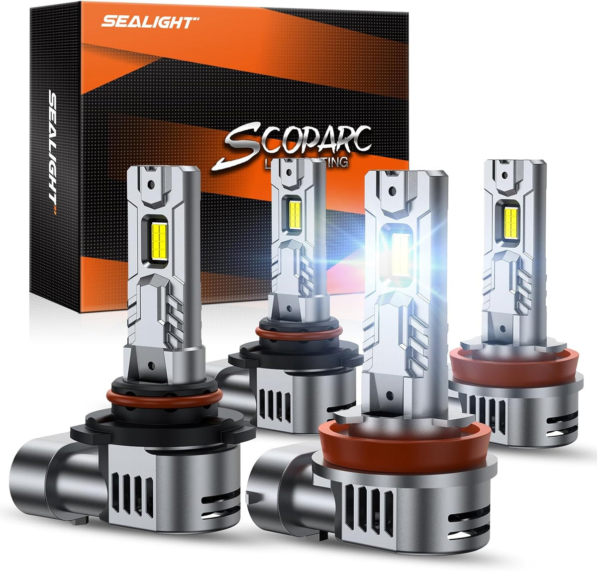 SEALIGHT H11/H9/H8 and 9005/HB3 Fog Lights Combo, 90,000LM Wider Driving Vision, 1:1 Design 9005 H11 Fog Lights, Plug and Play, Pack of 4