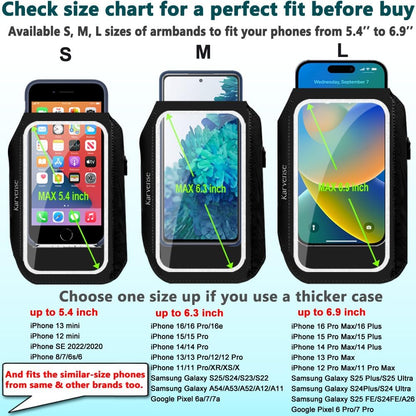 Phone Holder for Running-Arm Band for Running for iPhone & Samsung Galaxy, Cell Phone Armband Holder for Walking, Gym, Workout, Men, Women, w/Adjustable Strap & Zipper Pocket (Black-M)