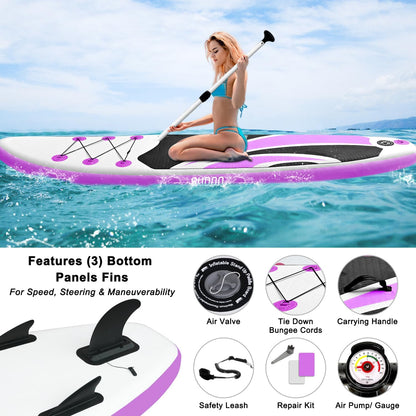 Inflatable Stand Up Paddle Board 10‘x30‘‘- Ultra-Light SUP with Backpack, Pump, Paddle, Coil Leash, 3 Fins, Repair Kit, Stable Design, Non-Slip EVA Deck for Adults & Youth