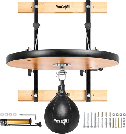 Yes4All 24 inches Adjustable Speed Bag Platform with Upgraded Speed Balls, Wall Mount Punching Bag Boxing Training Full Kit