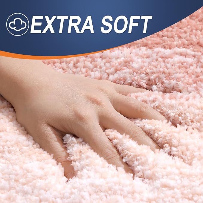 OLANLY Bathroom Rugs Mat 36x24, Extra Soft Absorbent Microfiber Bath Rugs, Rubber Backing, Quick Dry, Machine Washable Bath Mats for Bathroom Floor, Tub and Shower, Home Decor Accessories, Peach