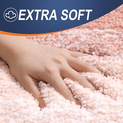 OLANLY Large Bathroom Rugs Mat 45x27, Extra Soft Absorbent Microfiber Bath Rugs, Rubber Backing, Quick Dry, Machine Washable Bath Mats for Bathroom Floor, Tub and Shower, Home Decor Accessories, Peach