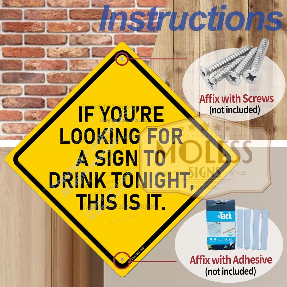 Drink Tonight Bar Sign | 12x12″ Durable Funny Man Cave Decor Metal Beer Signs Wall Decorations for Home Bar/Basement/Garage/Mancave, 2352