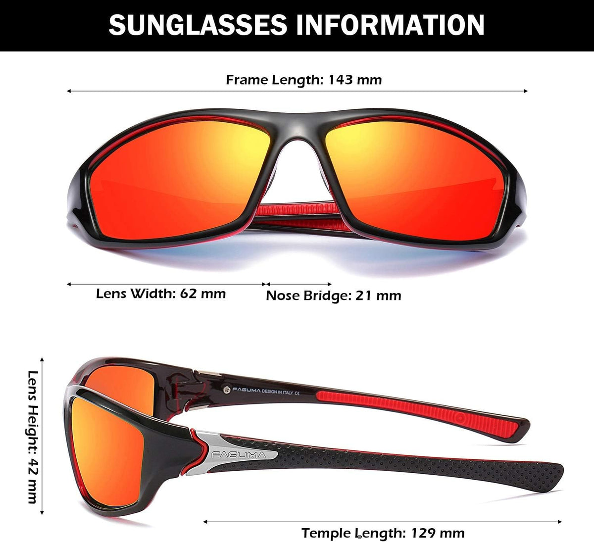 FAGUMA Sports Polarized Sunglasses For Men Cycling Driving Fishing UV400 Protection