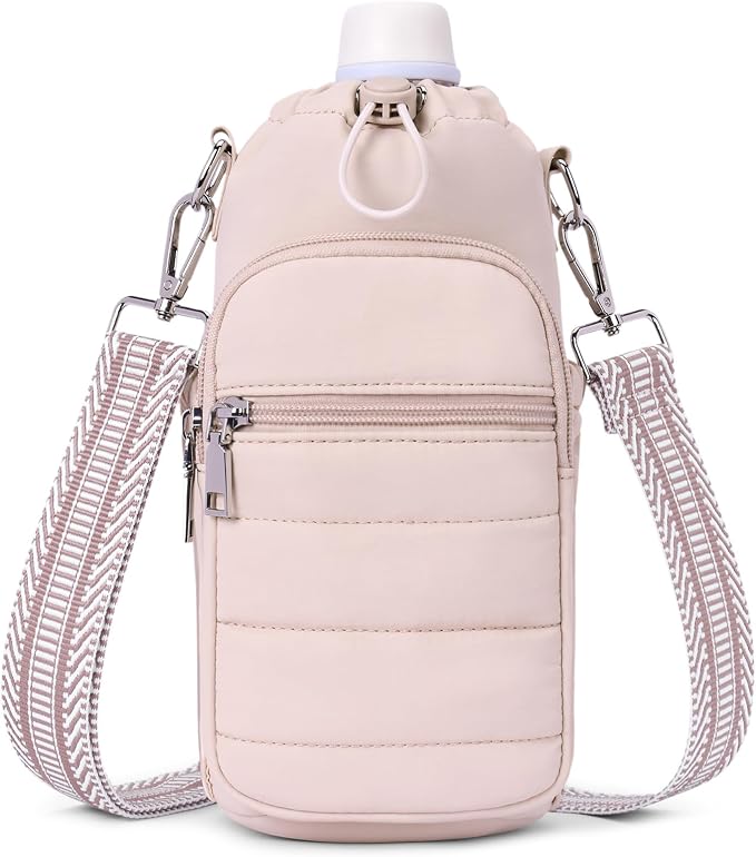 Water Bottle Bag 40 oz Crossbody Holder for Walking Hiking Insulated Carrier Purse with Adjustable Strap