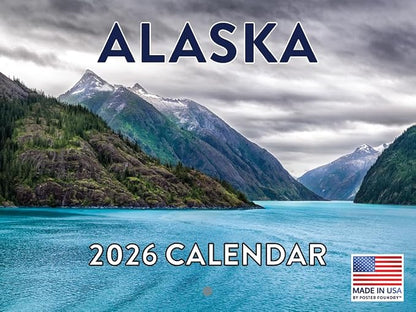 Alaska Calendar 2026 Alaskan Gifts Wall 12 Month Monthly AK Scenic Souvenirs Themed Gifts | American Made In The USA