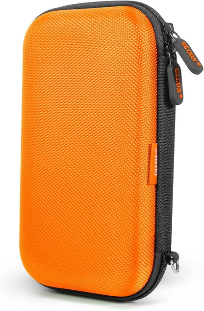 Orange Shockproof Hard EVA Carrying Case Travel Pouch for External Hard Drive, Power Bank, Cell Phone, Cable, Cord - Portable Small Electronic Accessories Organizer Storage Zipper Pouch