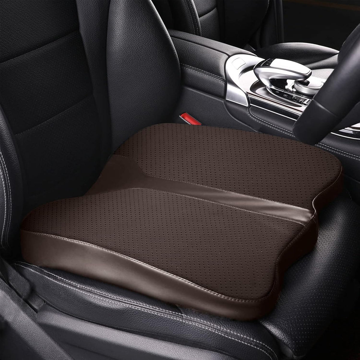 Car Seat Cushion - Comfort Memory Foam Seat Cushion for Car Seat Driver, Tailbone (Coccyx) Pain Relief Pad, Car Seat Cushions for Driving, Office Chair Cushion (Brown)