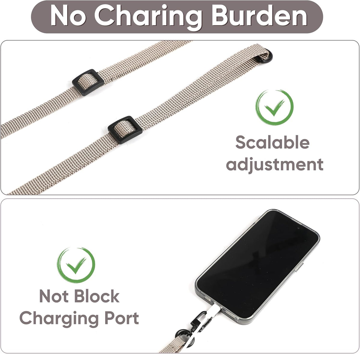 Cell Phone Strap Adjustable Wrist Strap Crossbody Cellphone Holder Extra Long Phone Lanyard Wrist Lanyard (Khaki)