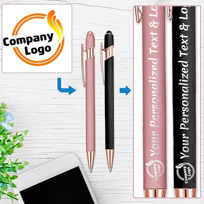STREADVE 50 Personalized Custom Pens Engraved Writing Pen with Name Logo, Customized Promotional Items Stylus Pen Gifts for Communion Wedding Men Women Realtor Business, Deep Red