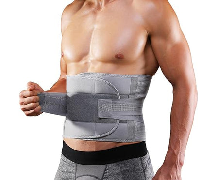 Back Brace for Lower Back Pain Men Women, Back Support Brace & Elastic Supports Belly Band Stomach Wrap Waist Belt Waist Trainer, Waist Brace Waist Trainer for Men Sciatica Pain Relief (Gray, Medium)