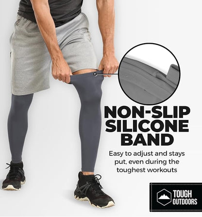 Tough Outdoors Leg Compression Sleeve - Leg Sleeves for Men & Women - Compression Calf Sleeves - Basketball Football Cycling