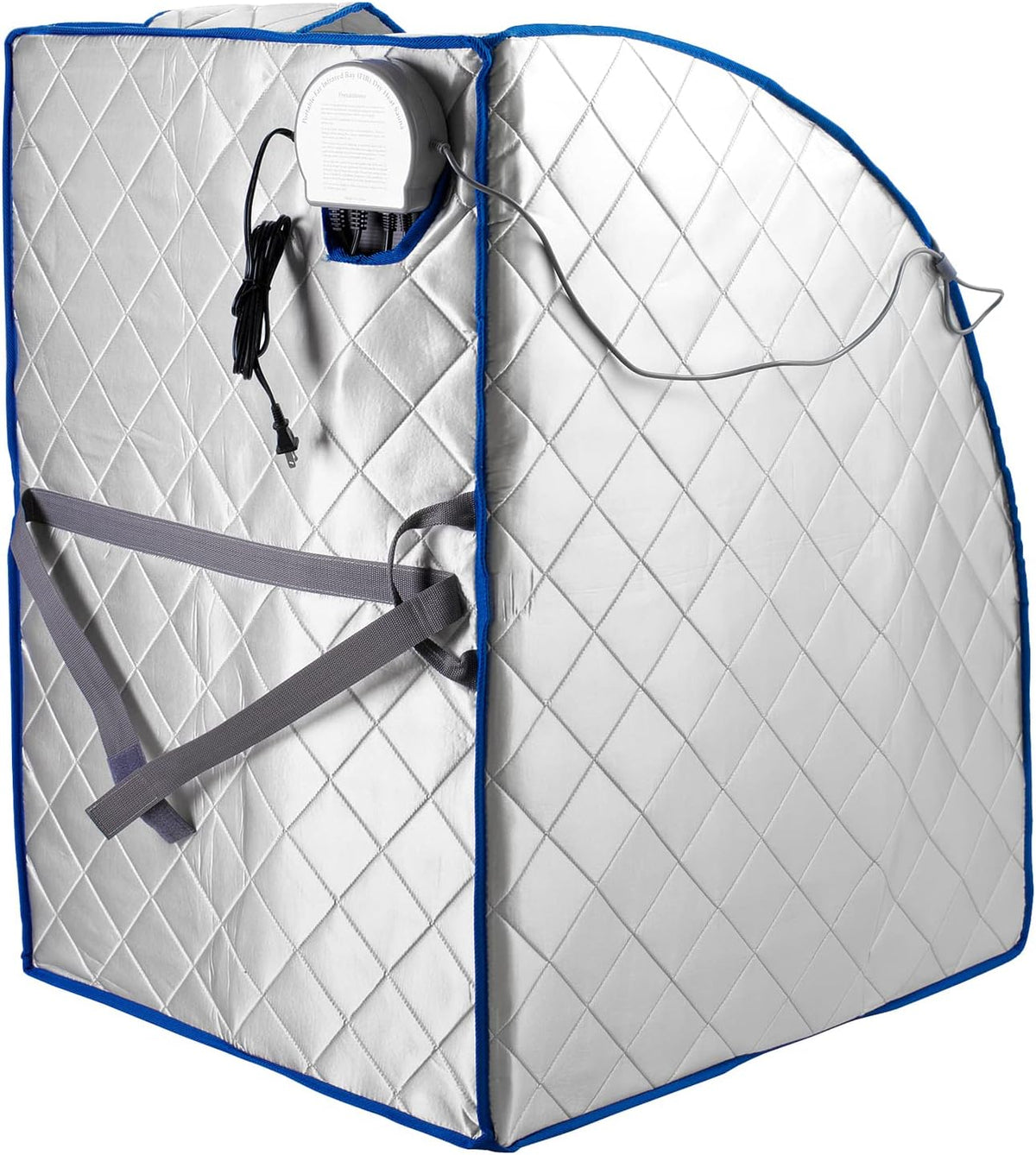 Infrared FAR IR Negative Ion Portable Indoor Personal Spa Sauna by Durherm with Air Ionizer, Heating Foot Pad and Chair, 30 Minutes Timer, Large, Silver