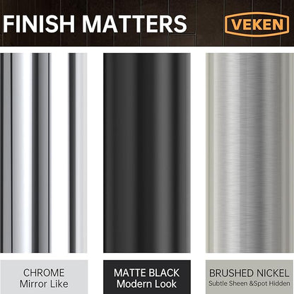Veken 10" Luxurious All Metal Rain Shower Head with Handheld, High Pressure Rainfall Shower Heads wih Extension Arm, Wide Dual Showerhead with Spray Combo, Bathroom Accessories, Chrome, Silver