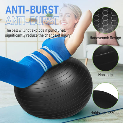 Leyndo 4 Pcs 26 Inch Yoga Exercise Ball Pilates Pregnancy Birthing Fitness Ball with Quick Pump Anti Burst for Improved Posture, Balance, Yoga, Pilates, Training