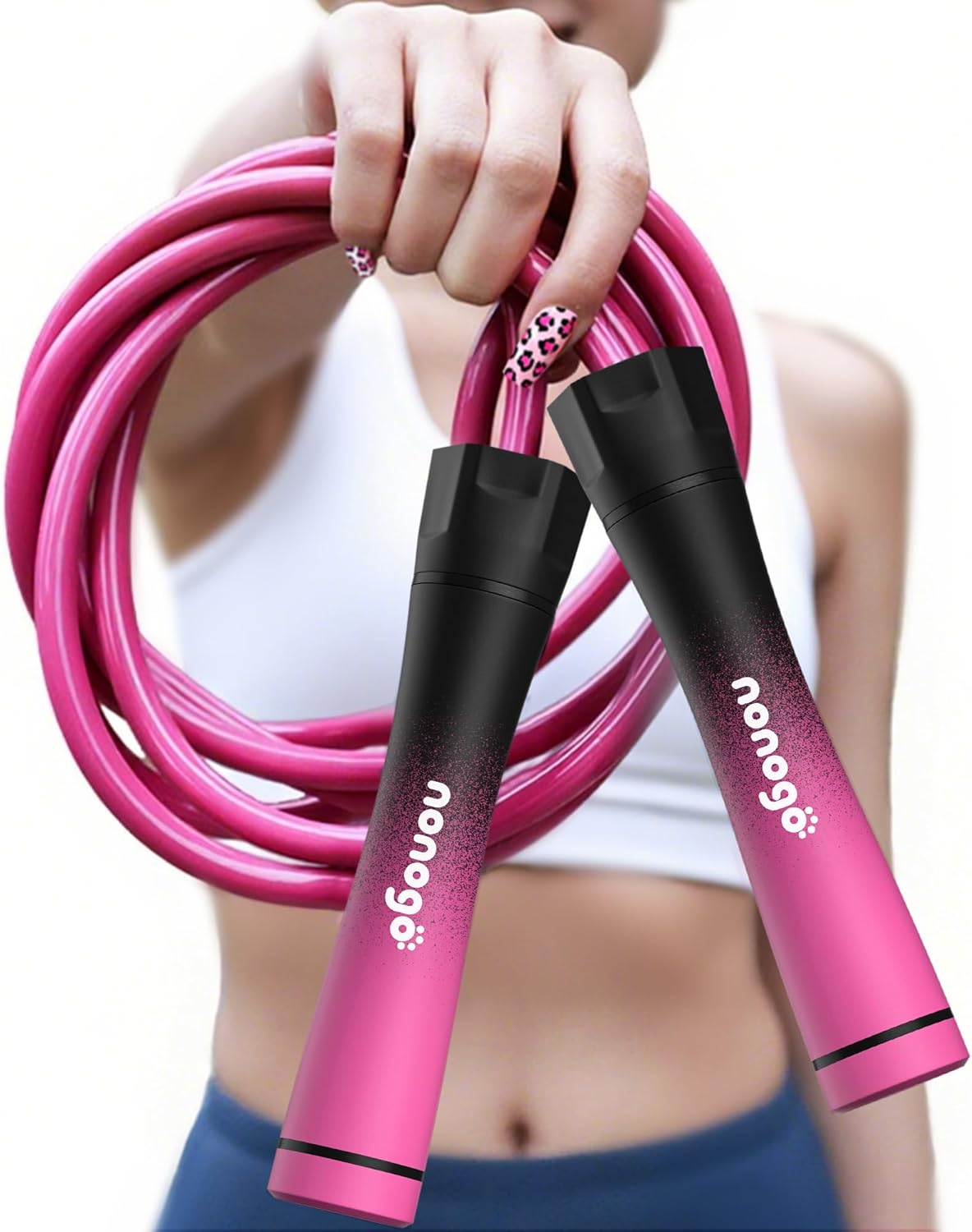 nonogo 1.1LB Weighted Jump Rope for Women – Adjustable 10mm Heavy PVC Skipping Rope for Fitness, Ideal for High-Intensity Training, MMA, Boxing, CrossFit, Weight-loss Workouts