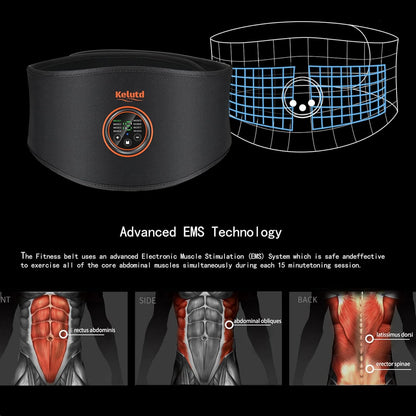 Abs Stimulator Belt-FDA Cleared EMS Massager Abdominal Toining Fitness Belt without GEL SHEET Tactical Abs Power Muscle Toner Workout Men Women & Bodybuilders USB Rechargeable Black KLT-07