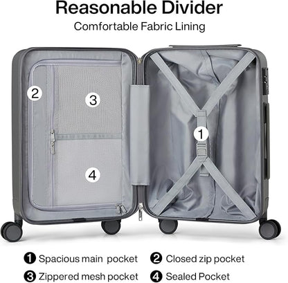 Hanke 26 Inch Luggage Large Suitcase With Spinner Wheels Tsa Luggage Suitcases Hard Case Luggage For Women & Men Rolling Checked Luggage(Graphite Grey)