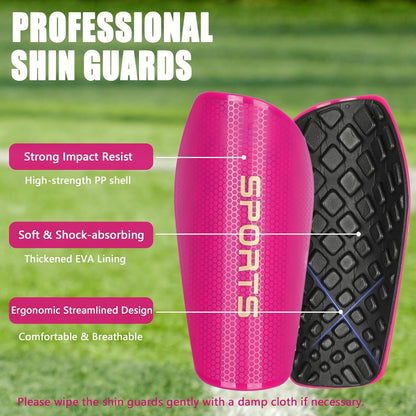 Soccer Shin Guards for Kids Adults, Toddler Shin Pads Set with Sleeves and Long Soccer Socks for Age 2-16 Boys & Girls, Youth &Men, Lightweight Soccer Equipment