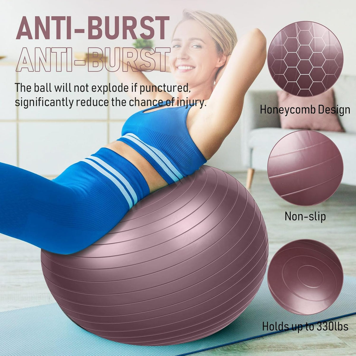 Leyndo 2 Pcs Yoga Ball Exercise Ball Large 26 Inch Exercise Anti Burst Birthing Fitness Ball with Pump, 26 Inches/ 65 cm for Improved Posture, Balance, Yoga, Pilates, Training