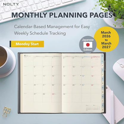 NOLTY Access A5-5 Weekly Planner 2026, April Start, Japanese Edition, Pink Beige, 2026-9684