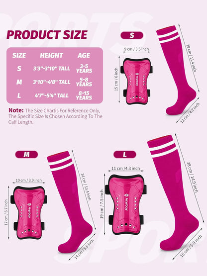 Kids Soccer Shin Guards and Socks Toddler Soccer Shin Pads Protective Defender Gear for 3-15 Years Old Youth Boys Girls