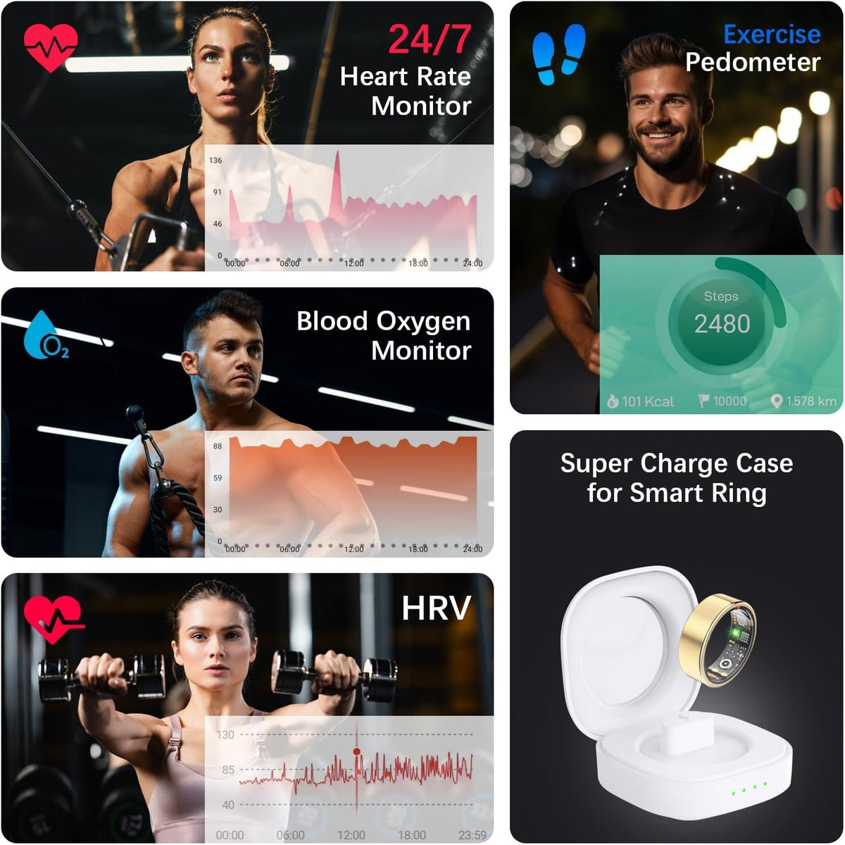 Health Tracker Ring, Smart Health Ring for Women Men with Heart Rate, Blood Oxygen, Sleep Monitor, Steps,Calories, No Subscription Fee, IP68 Waterproof Smart Ring for iPhone & Android (Gold, 14#).