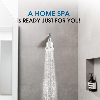 High Pressure Boosting Shower Head, ALOHOME 6 Powerful Spray Settings - Perfect for Low Water Pressure Homes, 3.6" Luxury Modern Chrome Finished Shower Head with 360° Adjustable Brass Ball Joint