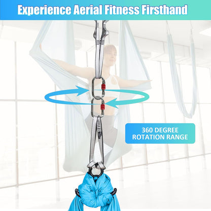 Aerial Silks Kit & Aerial Yoga Hammock - 11Yd Premium Fabric Hardware - Easy Setup for Flying Yoga, Aerial Swing & Fitness - Supports Up to 14ft Rigging