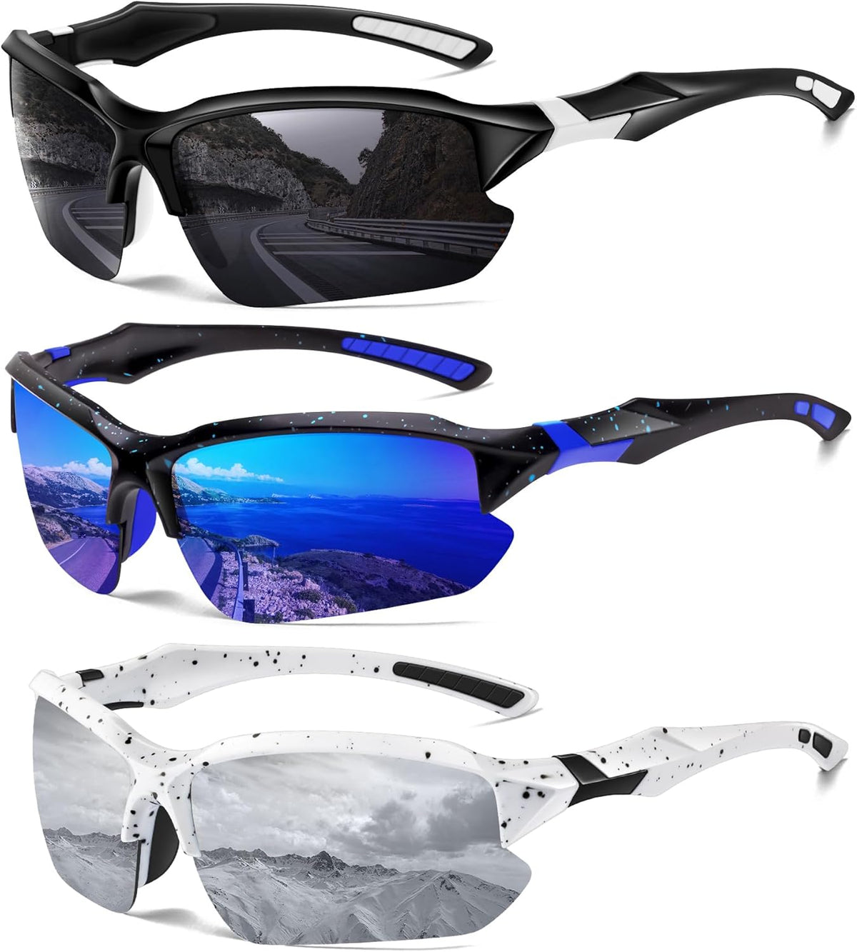 Sports Polarized Sunglasses for Men Cycling Running Fishing UV Protection Sun Glasses Lightweight Half Frame Goggles