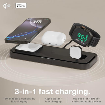 NOCO XGrid XDP3: 3-in-1 Wireless Charging Pad – Charging Station for iPhone, Apple Watch, and AirPods – MagSafe Compatible, Qi2 Certified – Includes 45W USB-C Wall Charger and 6.5-Foot USB-C Cable