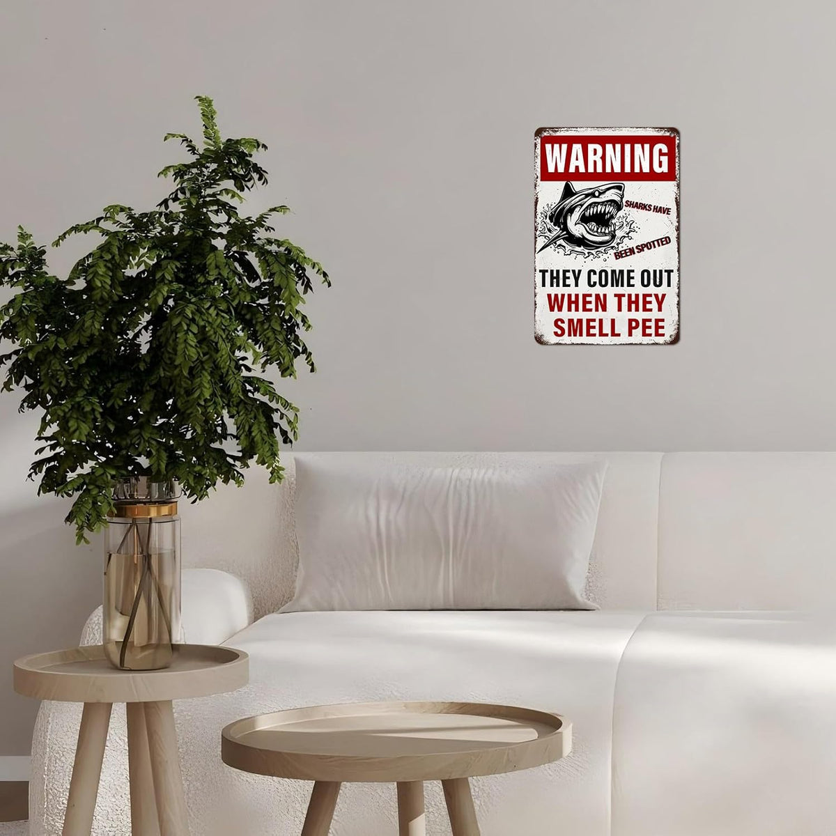Funny Warning Sharks Have Been Spotted in This Pool They Come Out When They Smell Pee Tin Sign for Swimming Pool Beach Water Park Decor Outdoor 12 * 8inch