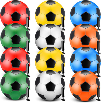 12 Pack Operation Christmas Bulk Items Soccer Ball with Pump Needles, Official Size 3/4/5 Soccer Ball Deflated Gift for Christian Charity Donation Training Practice