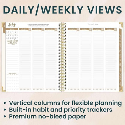 bloom daily planners 2026-2027 Hardcover Academic Year Goal & Vision Planner (July 2026 - July 2027) - 13 Months Weekly & Monthly Agenda Organizer - 7.5" x 9" - Spread Kindness Like Wildflowers
