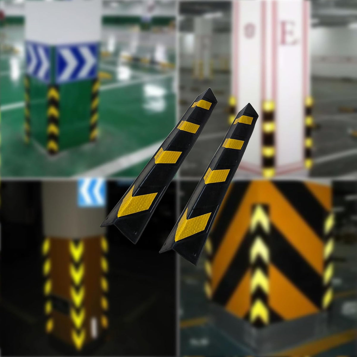 27" Rubber Garage Wall Protector Corner Guard for Parking Lot Warehouse Edge, 6 Packs