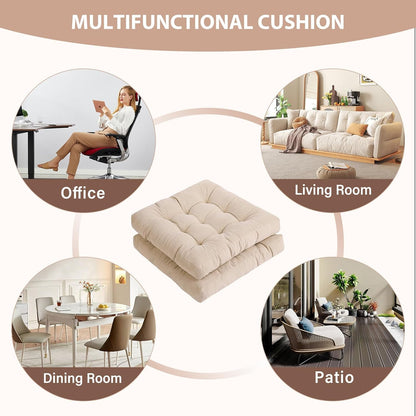 Tiita Square Outdoor Cushions Floor Pillow Thicken Tufted Seat Cushion for Adult Seating on Floor Yoga Meditation Living Room Balcony Office Indoor (Beige, 22 Inch (Pack of 1))