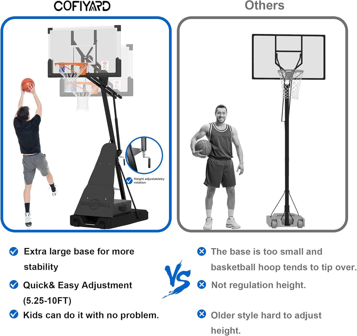 Basketball Hoop Outdoor with 44/54 Inch Shatterproof Backboard, 5.25-10FT Height Portable Basketball Hoop with Sandbag, Adjustable Basketball Goal System
