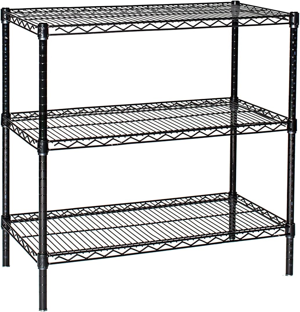 Omega 36" Deep x 60" Wide x 36" High 3 Tier Black Starter Shelving Unit