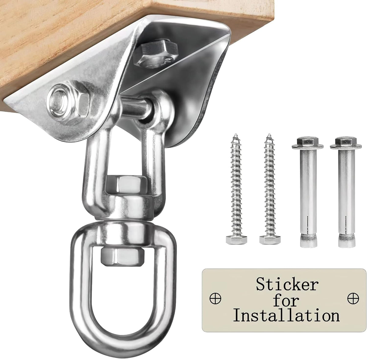 Heavy Duty Swing Hangers for Wooden Sets 2000 LB Capacity Hammock Hanger 360 Swivel Stainless Steel Swing Hardware Accessories 2 Packs for Porch Playground Yoga Heavy Bag