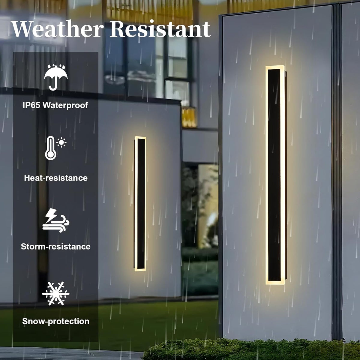 2 Pack Long Outdoor Led Wall Light for House,60 inch Modern Large Outdoor LED Wall Lights,Dimmable Outside Long Linear Light Fixture,Exterior Long Linear Light for Porch,Patio,Garage,Enterway