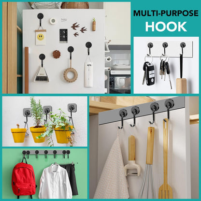 DIYMAG Black Magnetic Hooks, 40LBS Strong Magnetics Heavy Duty, Magnet Hook with Metal Hanger for Hanging Refrigerator Home Kitchen Office, 8Pack