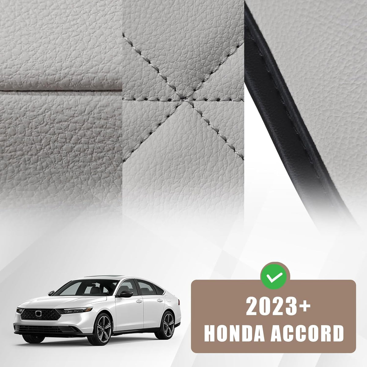 Muslogy for Accord 2025 2024 2023 Center Console Cover Armrest Pad Vegan Leather Extra Soft Armrest Lid Protector Compatible with Honda Accord LX EX Sport Hybrid EX-L Sport-L Touring (V2 White)
