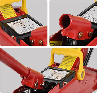 Aain AA095 2 Ton Hydraulic Floor Jack,Low Profile Hydraulic Trolley Service/Floor Jack,Lifting Range 5.7"-13", Red
