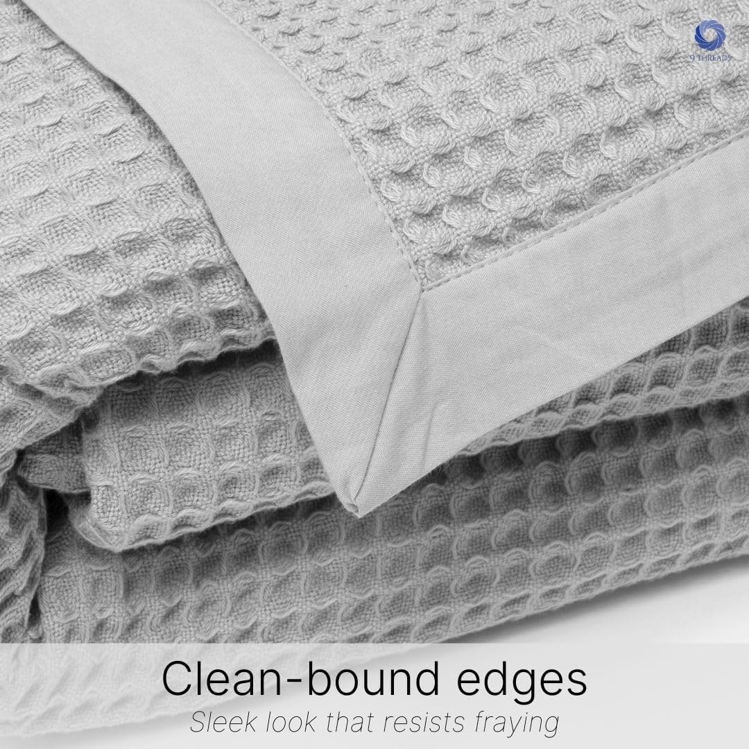 GOTS Certified Organic Cotton Waffle Weave Blanket, Queen Bed Size, 90"X90"Cozy Throw Blanket for Couch, Modern Home Decor, Throw Blankets,Waffle Blanket, Soft Bed Blankets -Scottish Grey