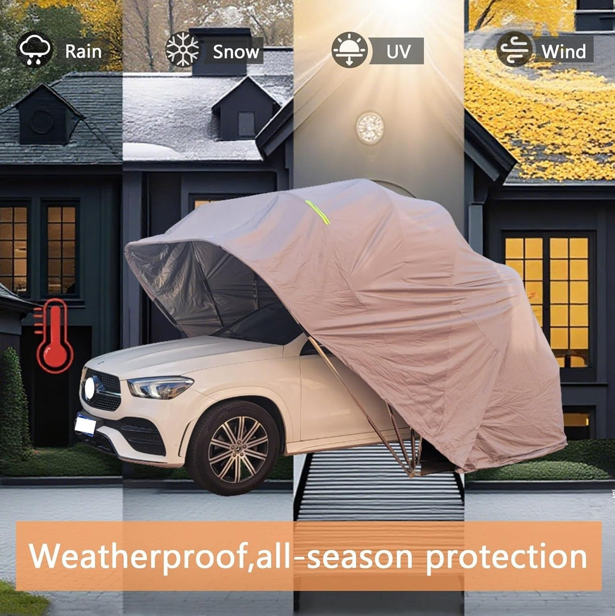 Car Port Portable Storage Shed Carport Canopy Carports Metal Carport Round Style Outdoor Storage Shed Lockable for Automotive Use Anti-Snow Waterproof(Camouflage)