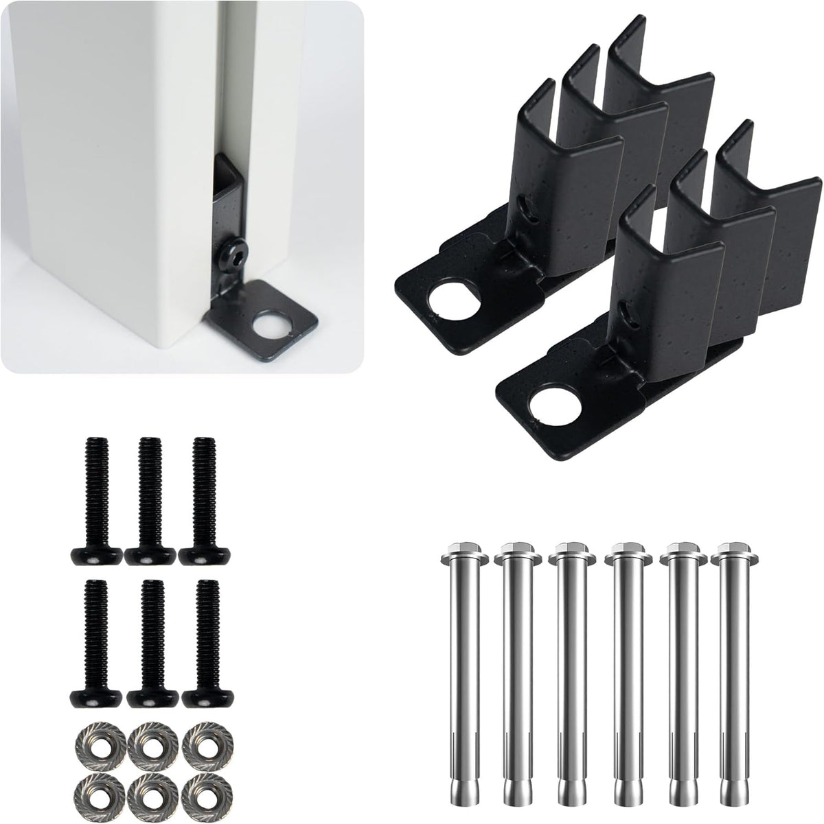 Kozyard Ground Mounting Kit for 3-Panel Privacy Screens – Perfect for Securing to Concrete – Helps Hide Clutter and Keep Your Outdoor Space Neat – Fits Both White & Black Panels