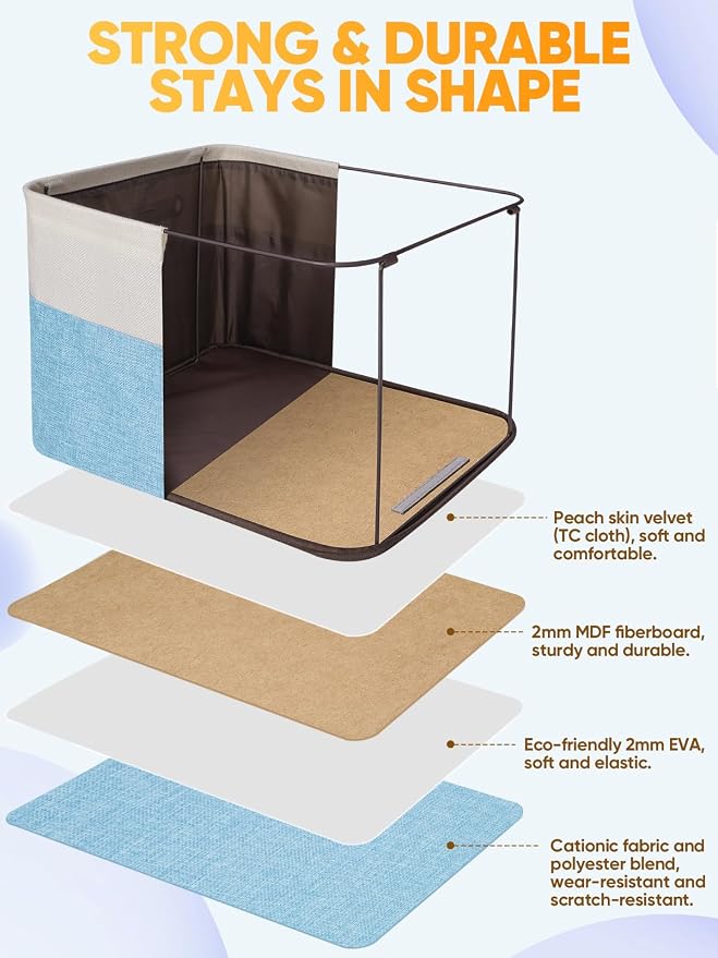 BALEINE 1 Pack Fabric Closet Storage Bins for Shelves, Linen Closet Organizers and Storage, Decorative Baskets for Organizing, Shelf, Clothes, Home, Office (Skyblue, 17''x13''x10.5'')