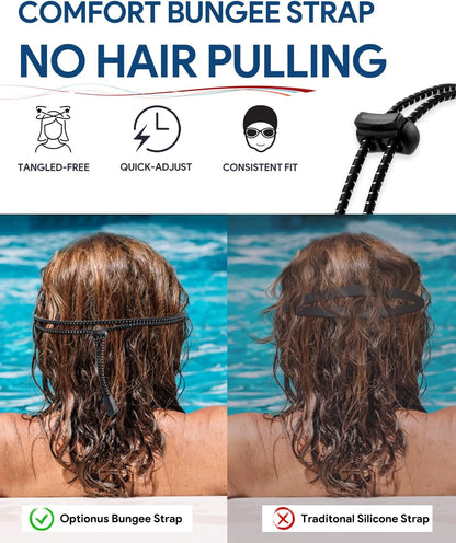 Swim Goggles, Polarized Adult Swimming Goggles Bungee Strap No Hair Pulling Anti-fog Pool Goggles for Men Women