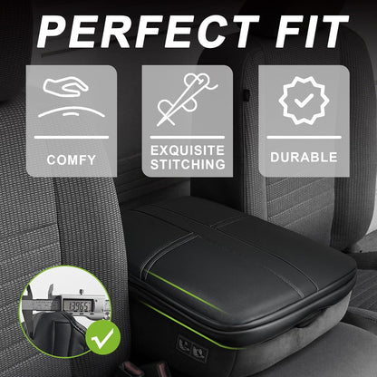 Muslogy Center Console Armrest Cover Compatible with Dodge Ram1500/2500/3500 2002-2012 Comfort Armrest Pad Arm Rest Cushion Vegan Leather Protector 1-Inch Extra Thick(Jump Seat ONLY)