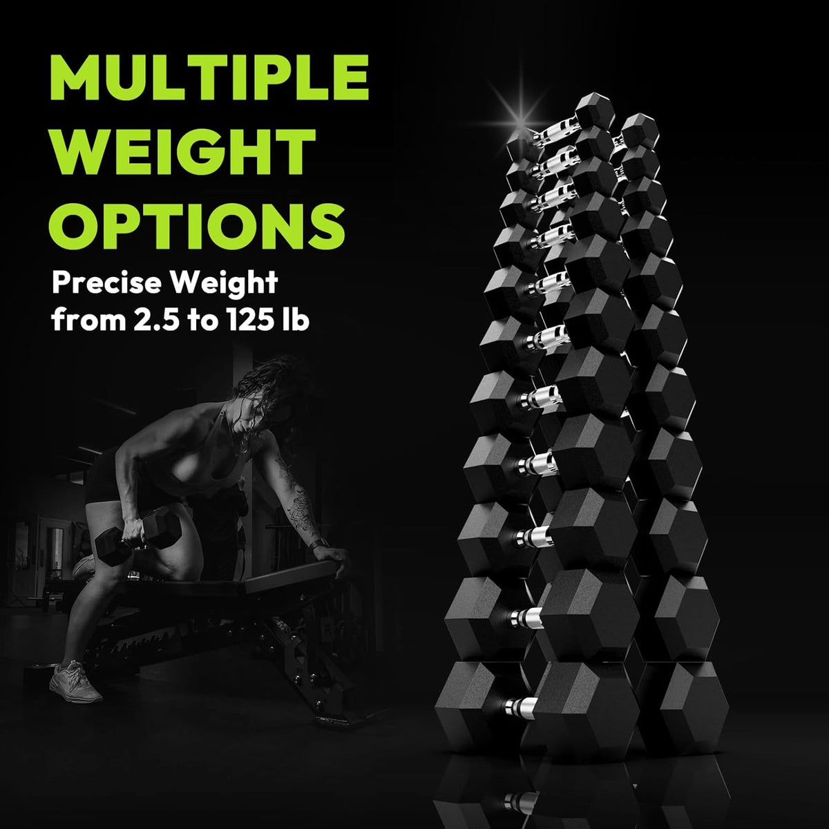 Hex Dumbbell Set 2.5-400 lb, Rubber Encased Exercise & Fitness Dumbbells, Weights Dumbbells Set of 2, Hand Weight for Strength Training